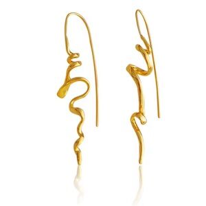 Elegant Gold Snake Drop Earrings - Gold